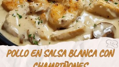 Pollo en Salsa Blanca con Champiñones