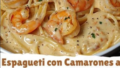 Espagueti con Camarones a la Crema