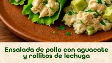 ENSALADA DE POLLO CON AGUACATE Y ROLLITOS DE LECHUGA