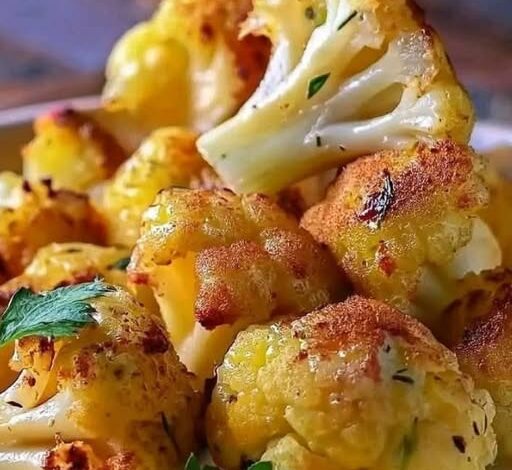 Coliflor de ajo con queso parmesano Coliflor de ajo con queso parmesano