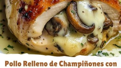 Pollo Relleno de Champiñones con Mantequilla de Ajo y Queso