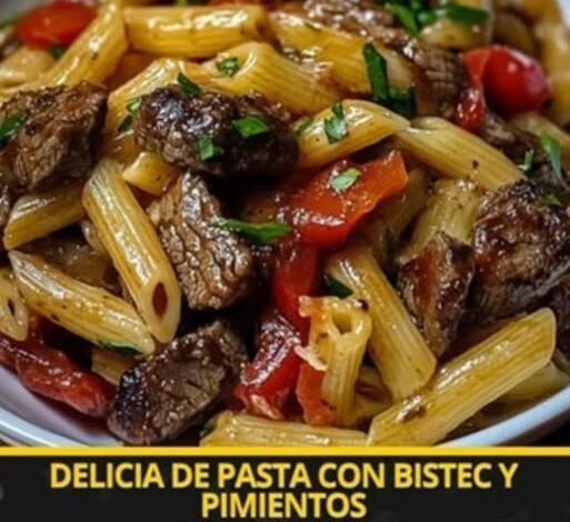 Delicia de Pasta con Bistec y Pimientos Delicia de Pasta con Bistec y Pimientos