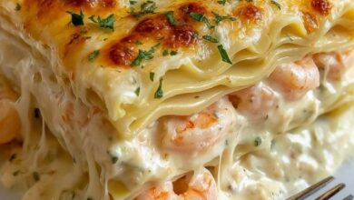 Lasaña de Gambas con Salsa Bechamel y Queso